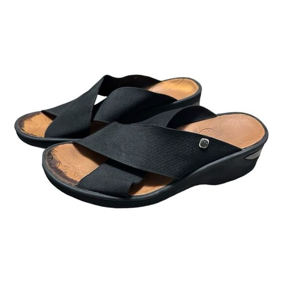 BZEES DREAM COMFORT WEDGE SANDALS LIGHTWEIGHT ARCH SUPPORT SIZE 10 ELASTIC STRAP - Picture 1 of 8